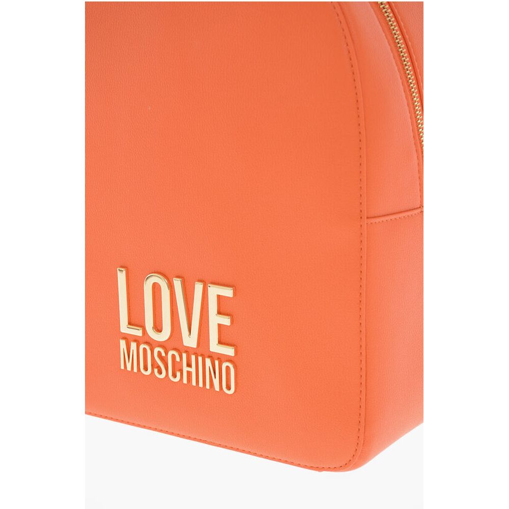 Moschino LOVE Textured Faux Leather Backpack with Golden Logo - Image 4
