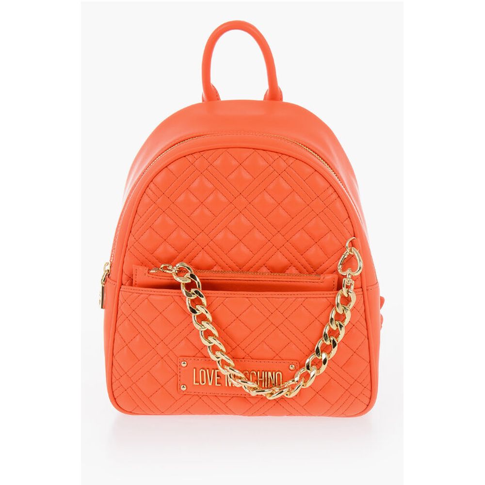 Moschino LOVE Quilted Faux Leather Backpack with Matched Pouch