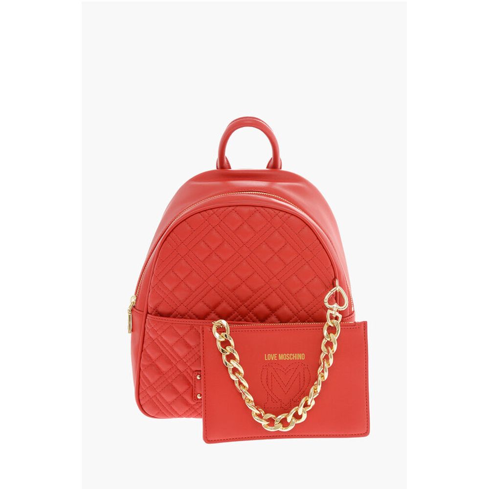 Moschino LOVE Quilted Faux Leather Backpack with Matched Pouch - Image 5