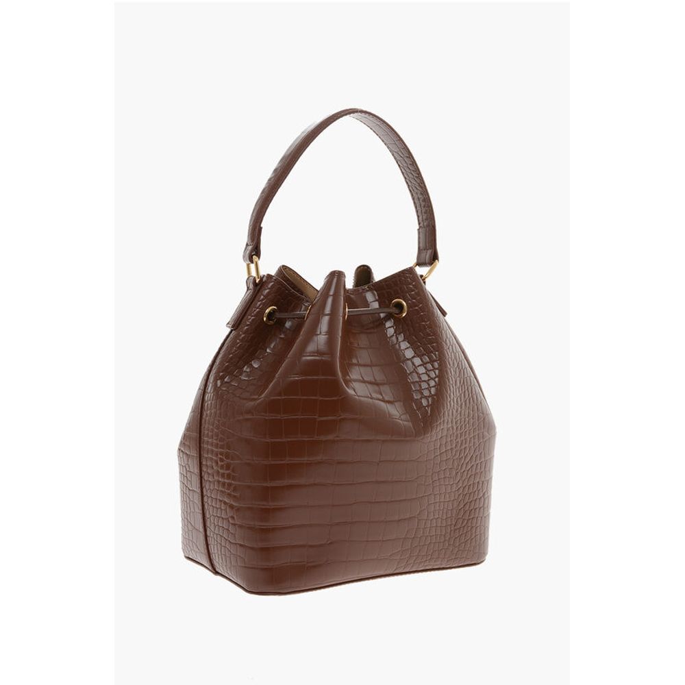 Moschino LOVE Crocodile Effect Faux Leather Bucket Bag with Maxi Logo - Image 2