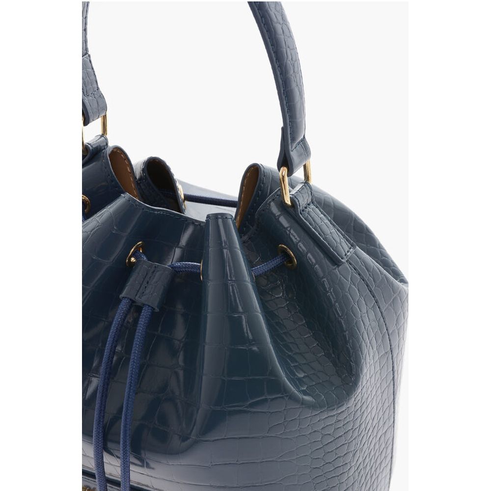 Moschino LOVE Faux Leather Crocodile Effect Bucket Bag with Embossed - Image 5