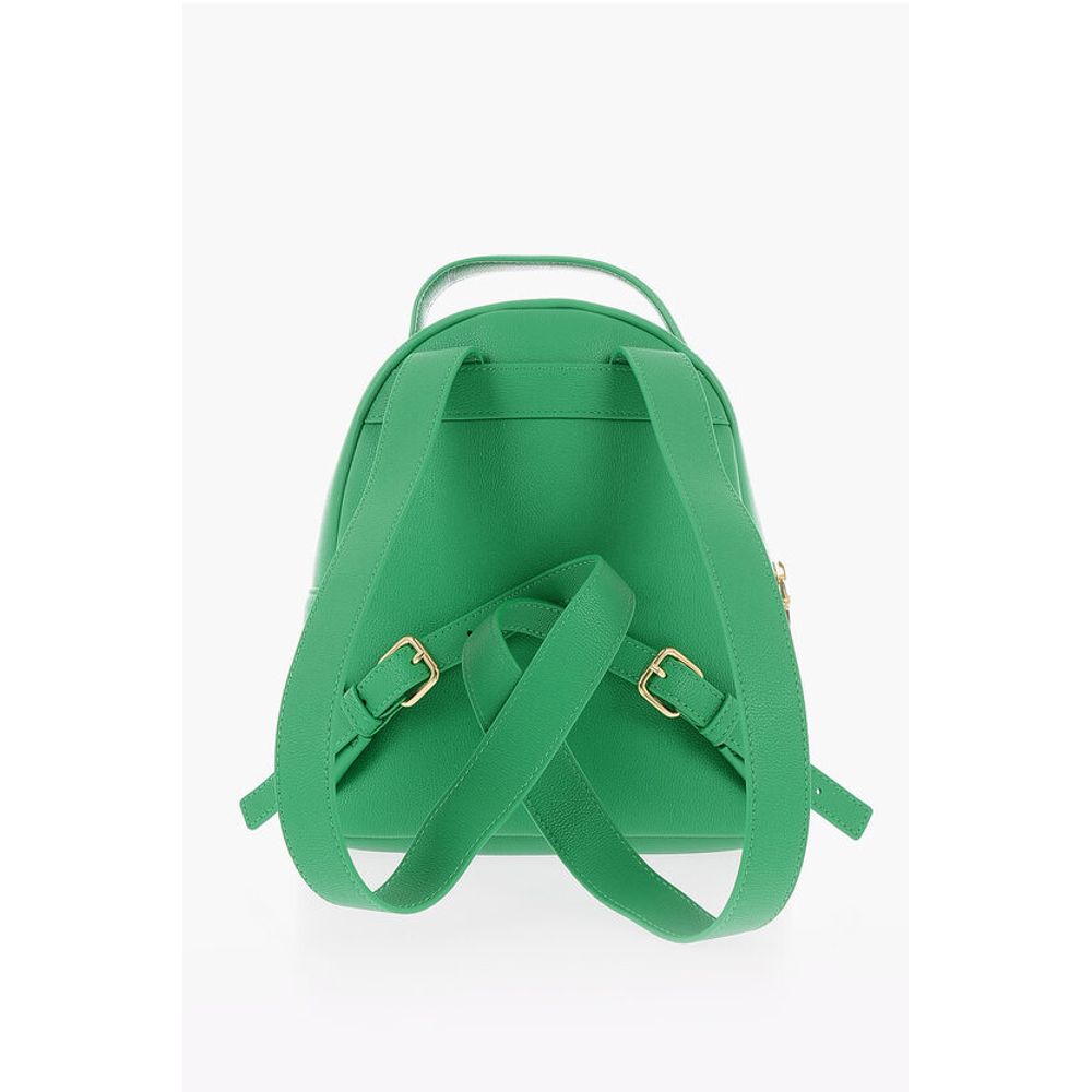 Moschino LOVE Solid Color Faux Leather Backpack with Golden Logo - Image 3