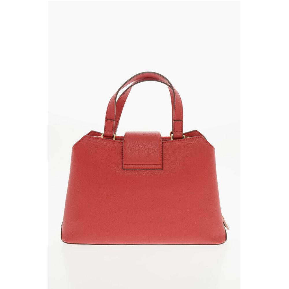 Moschino LOVE Textured Faux Leather Tote Bag with Golden Front Clamp - Image 2