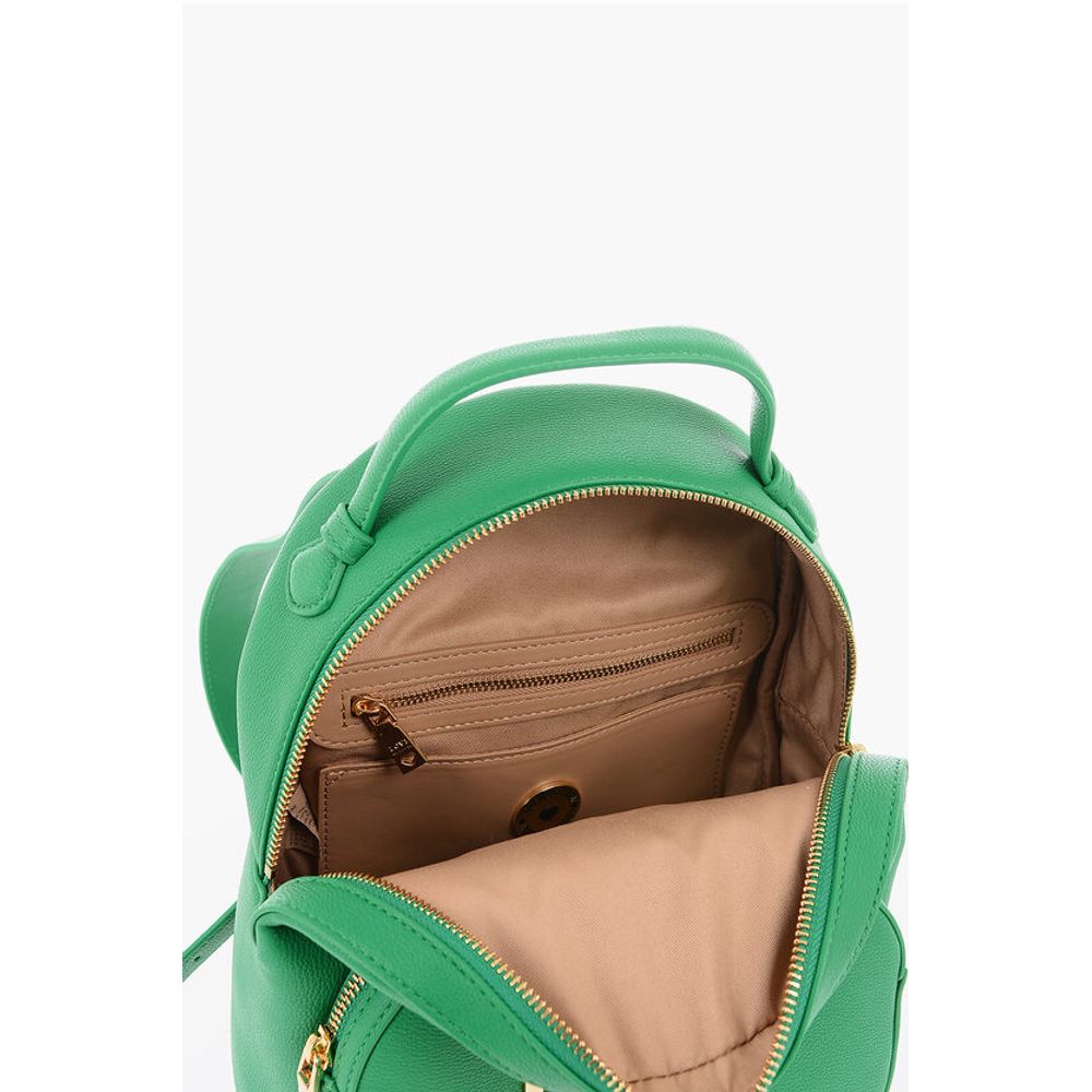 Moschino LOVE Solid Color Faux Leather Backpack with Golden Logo - Image 5