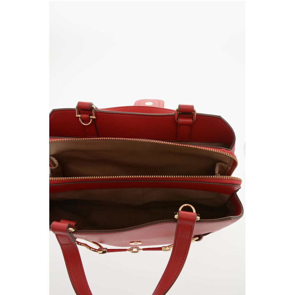 Moschino LOVE Textured Faux Leather Tote Bag with Golden Front Clamp - Image 5