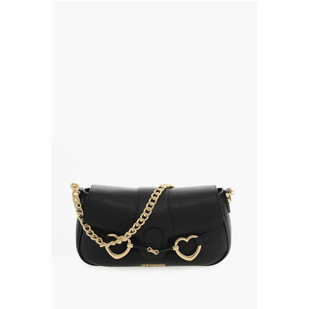 Moschino LOVE Faux Leather Shoulder Bag with Golden Chain