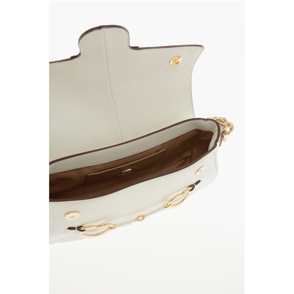 Moschino LOVE Textured Faux Leather Shoulder Bag with Clamp Front - Image 4