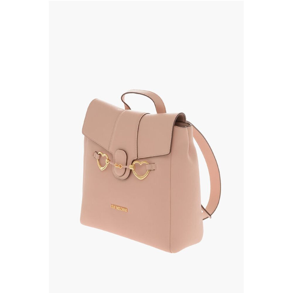 Moschino LOVE Faux Leather Backpack with Heart-Shaped Clamps - Image 3