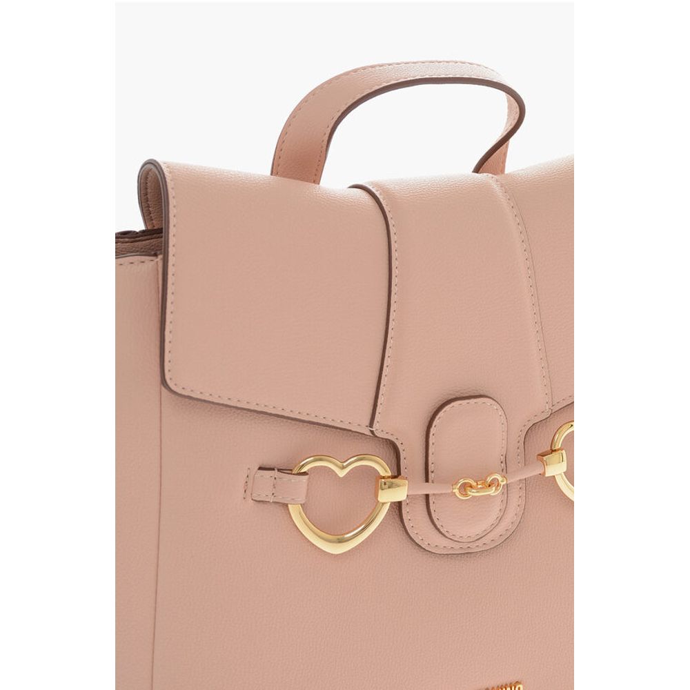 Moschino LOVE Faux Leather Backpack with Heart-Shaped Clamps - Image 4