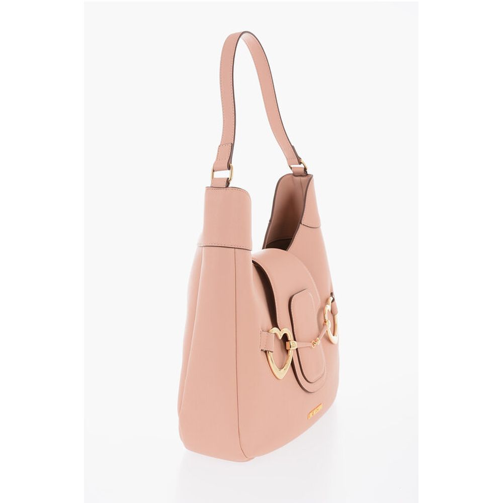 Moschino LOVE Textured Faux Leather Hobo Bag with Maxi Heart-Shaped C - Image 2