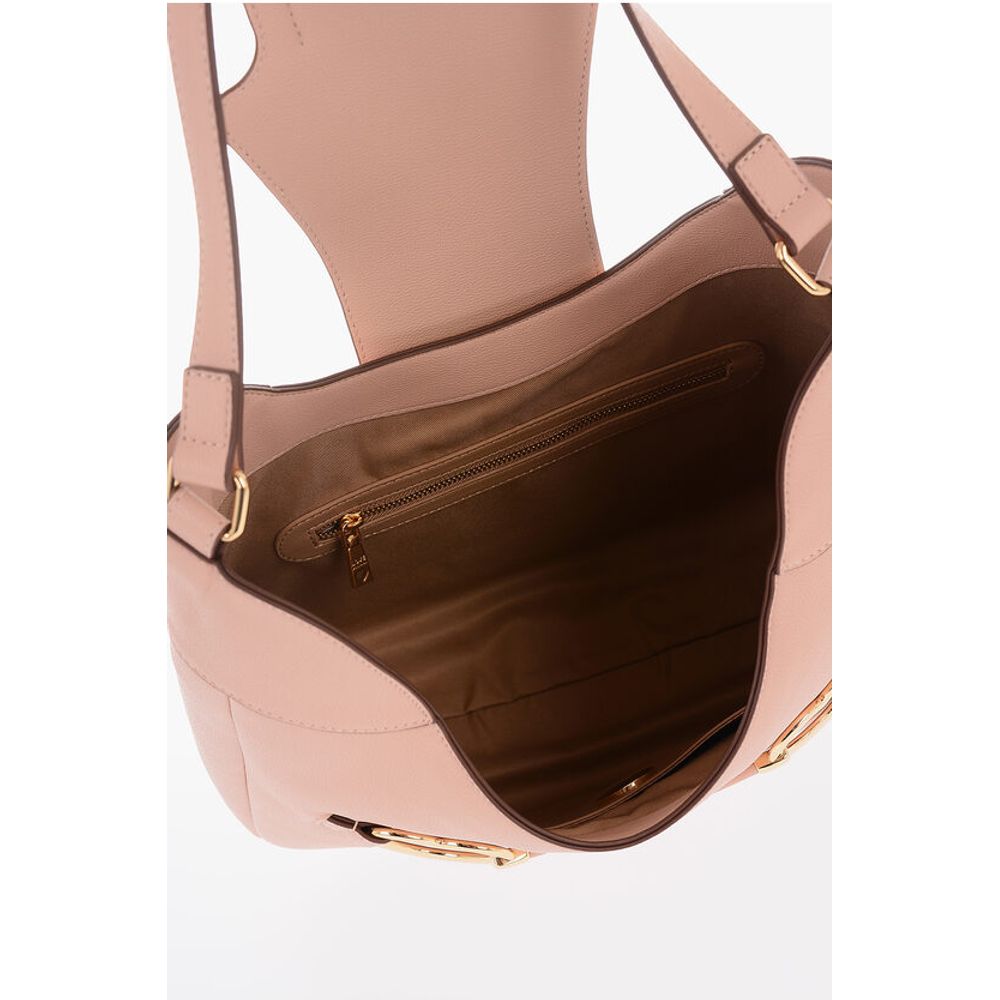 Moschino LOVE Textured Faux Leather Hobo Bag with Maxi Heart-Shaped C - Image 5