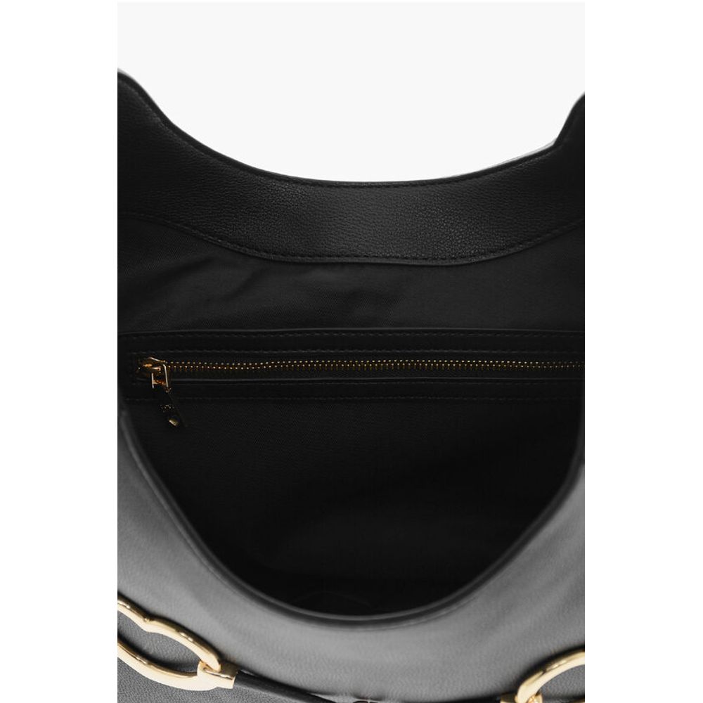 Moschino LOVE Textured Faux Leather Hobo Bag with Maxi Heart-Shaped C - Image 5