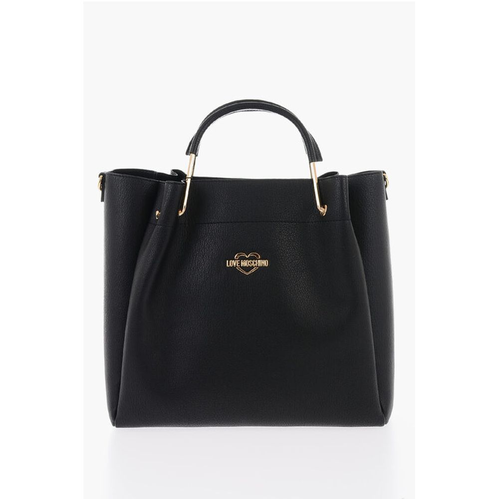Moschino LOVE Faux Leather Tote Bag with Golden Logo