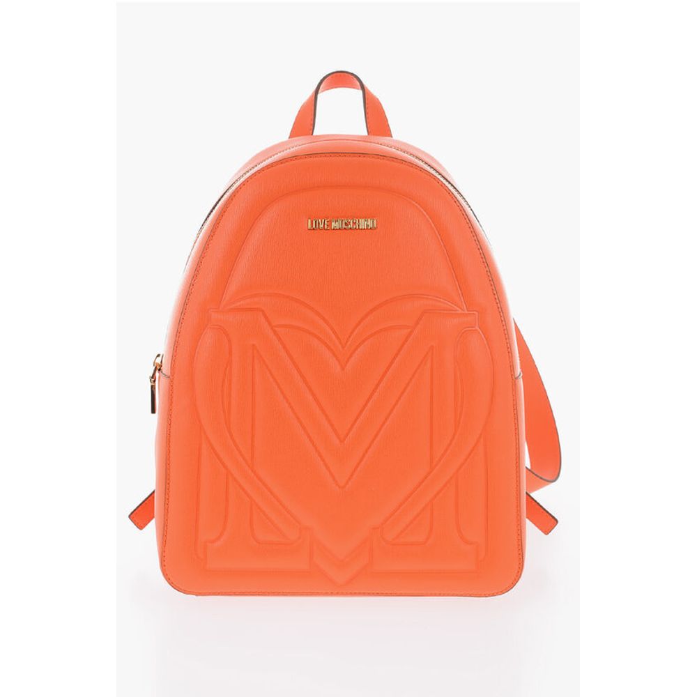 Moschino LOVE Solid Color Faux Leather Backpack with Golden Logo