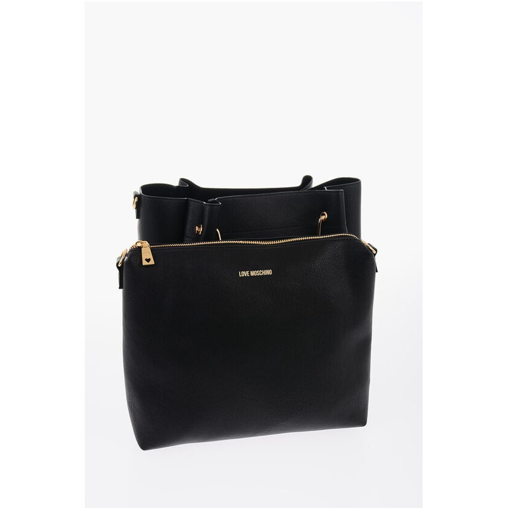 Moschino LOVE Faux Leather Tote Bag with Golden Logo - Image 5