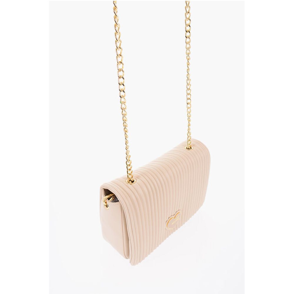 Moschino LOVE Pleated Faux Leather Shoulder Bag with Golden Chain - Image 3