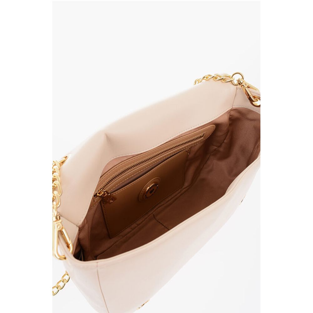 Moschino LOVE Pleated Faux Leather Shoulder Bag with Golden Chain - Image 4