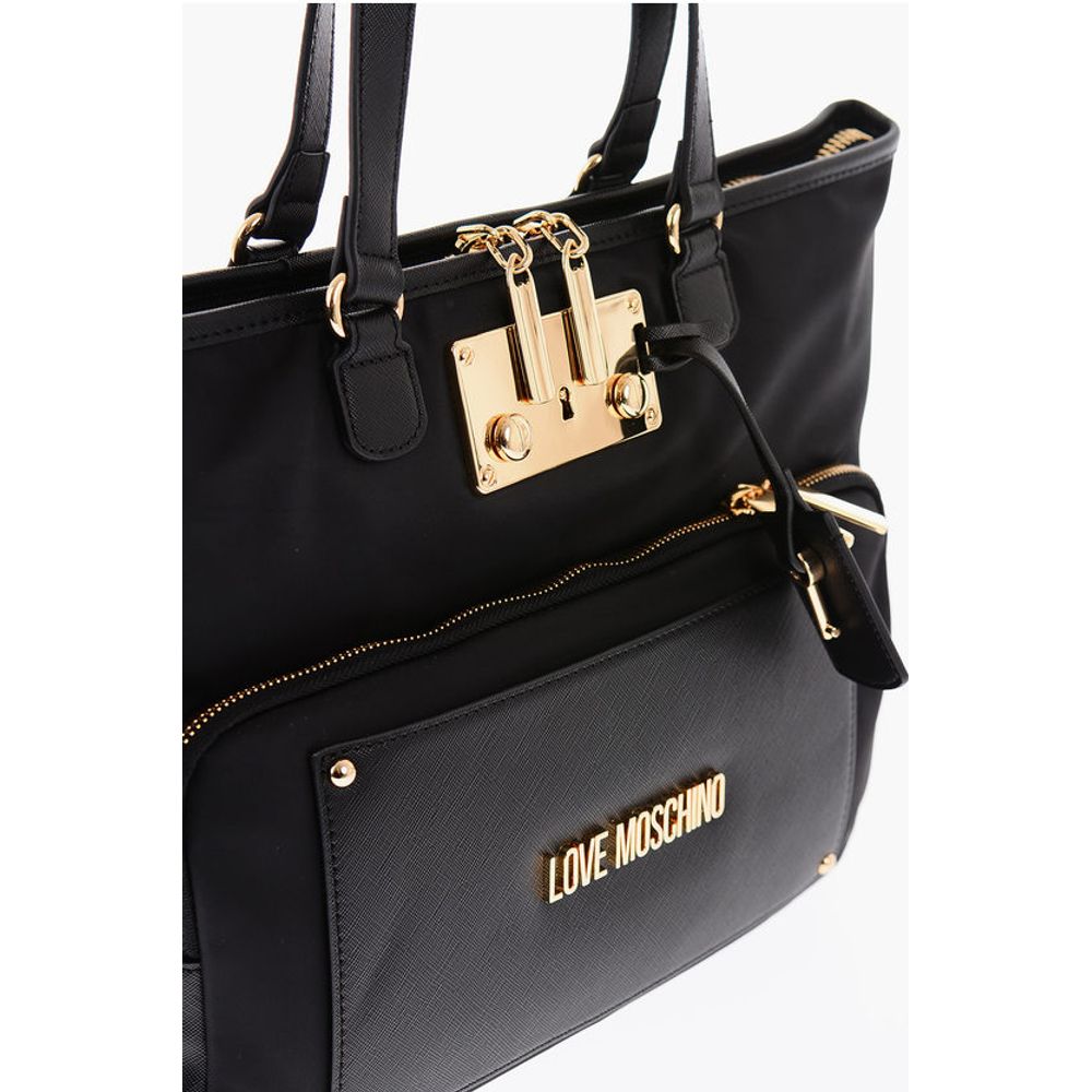 Moschino LOVE Nylon Tote Bag with Golden Details - Image 3
