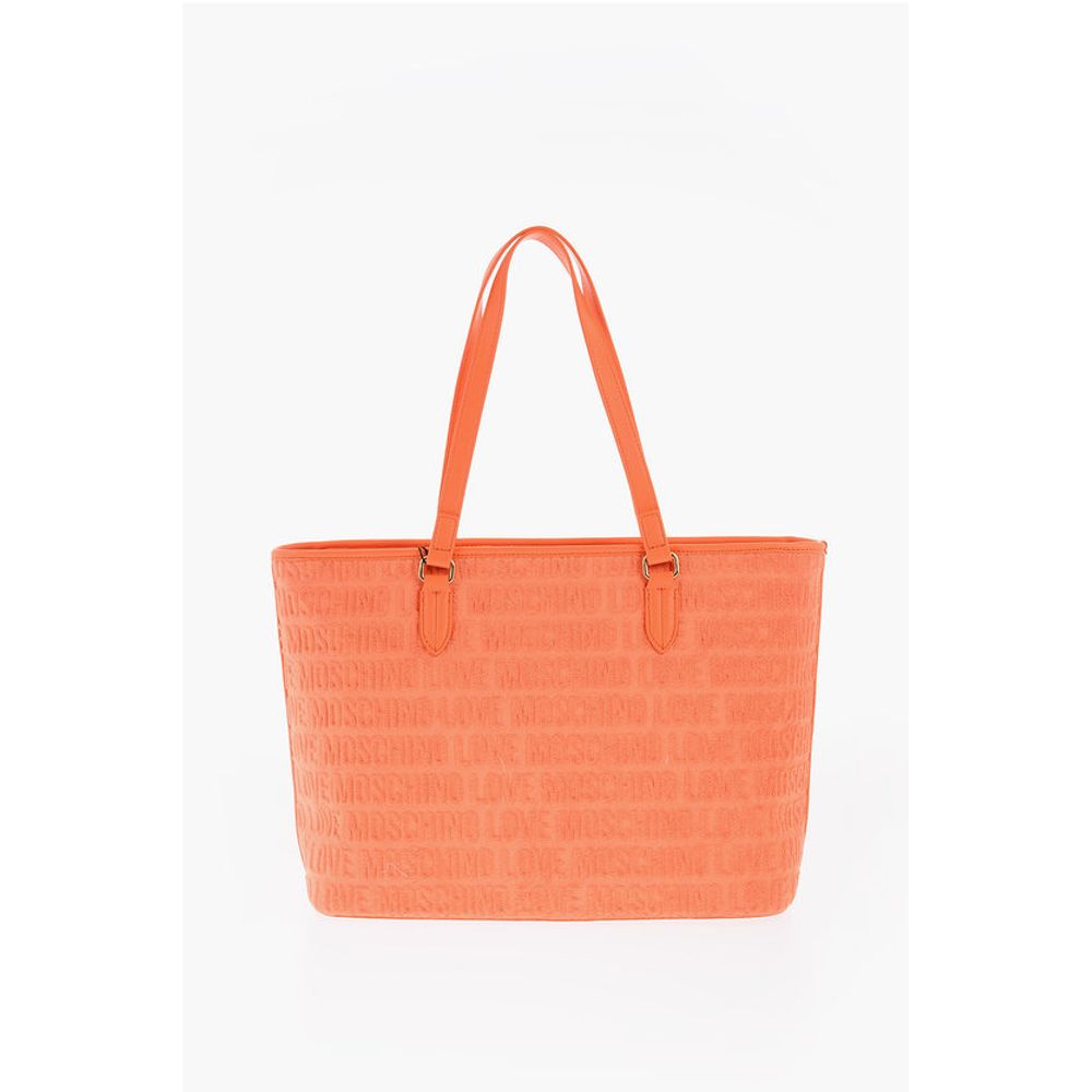 Moschino LOVE Faux Leather and Sponge Tote Bag with Embossed Logo