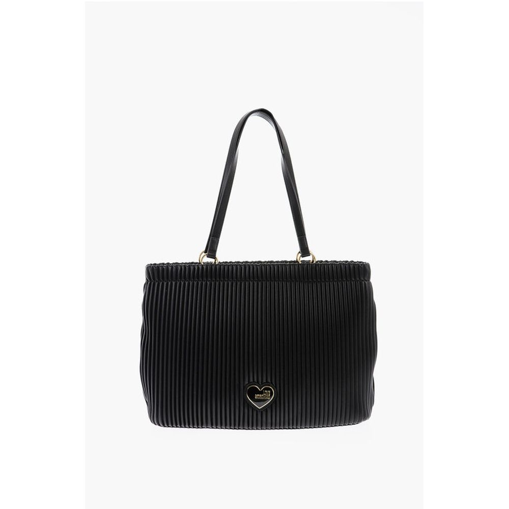 Moschino LOVE Pleated Faux Leather Tote Bag