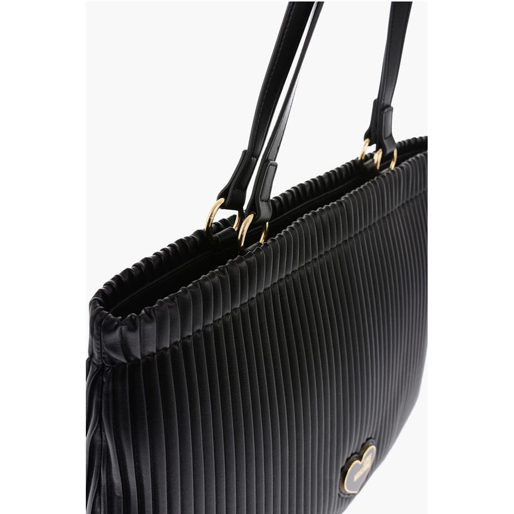 Moschino LOVE Pleated Faux Leather Tote Bag - Image 3
