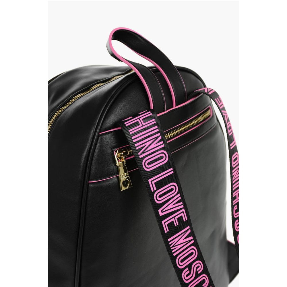 Moschino LOVE Logoed Shoulder Strap Faux Leather SAFETY Backpack - Image 5