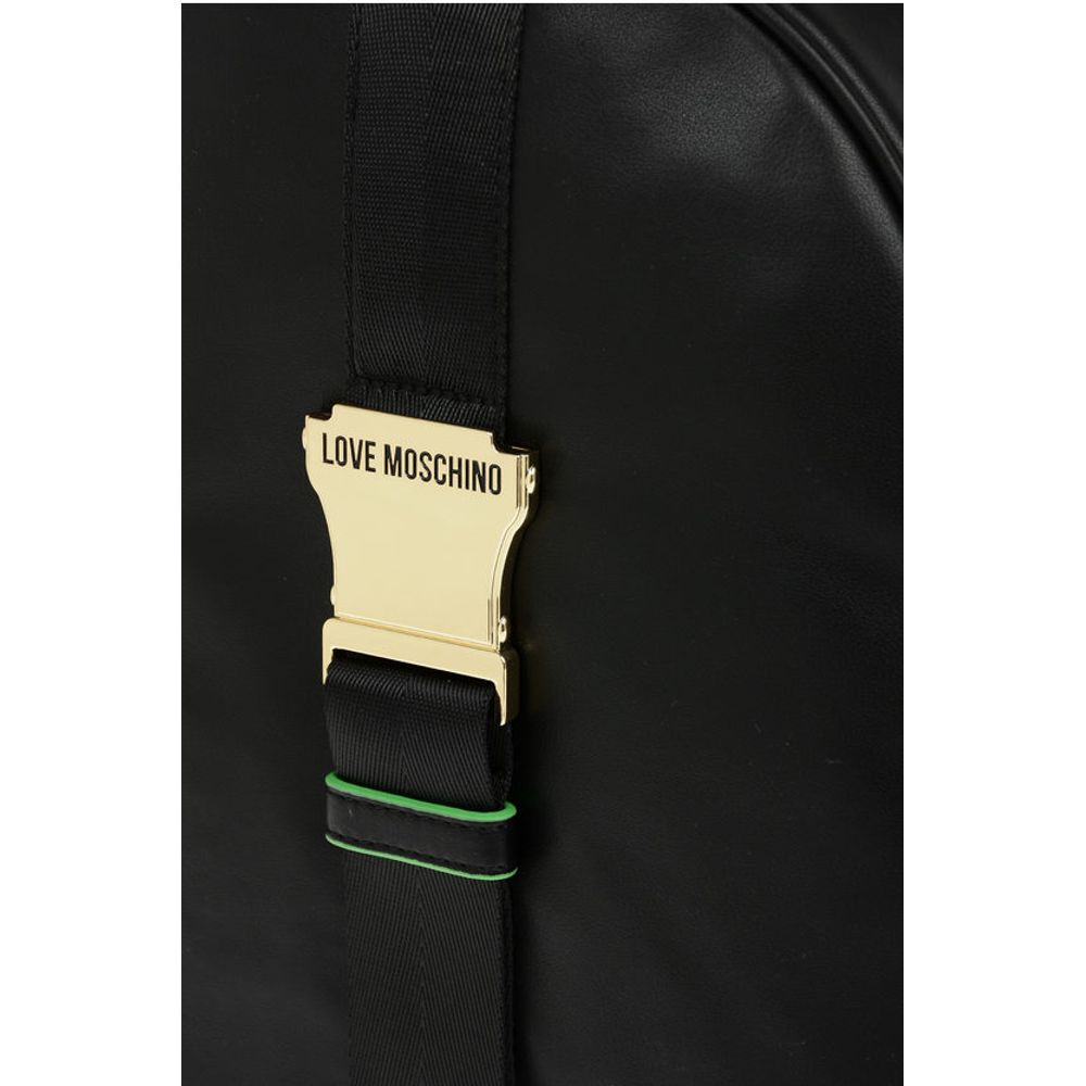 Moschino LOVE Logoed Shoulder Strap Faux Leather SAFETY Backpack - Image 4