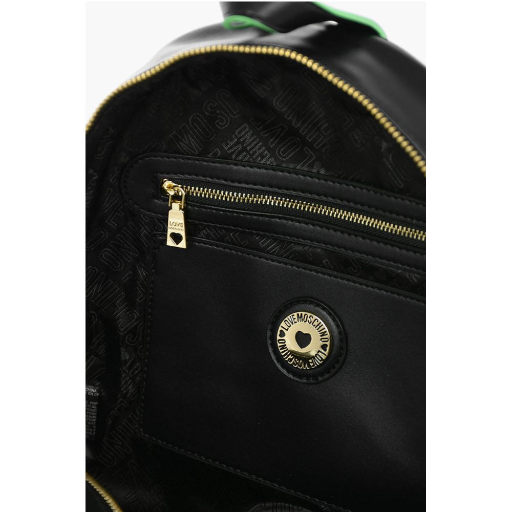 Moschino LOVE Logoed Shoulder Strap Faux Leather SAFETY Backpack - Image 5