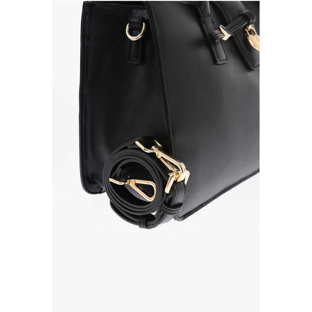 Moschino LOVE Faux Leather Tote Bag with Golden Heart Charm - Image 4