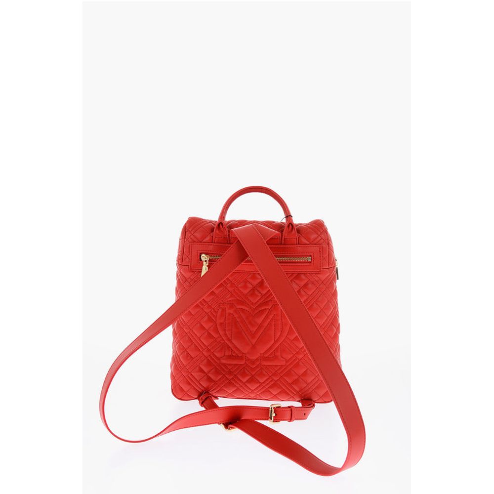 Moschino LOVE Quilted Faux Leather Backpack with Golden Logo - Image 2