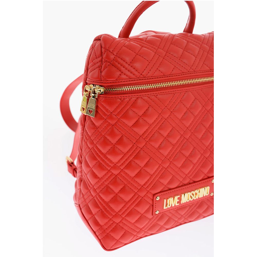 Moschino LOVE Quilted Faux Leather Backpack with Golden Logo - Image 3