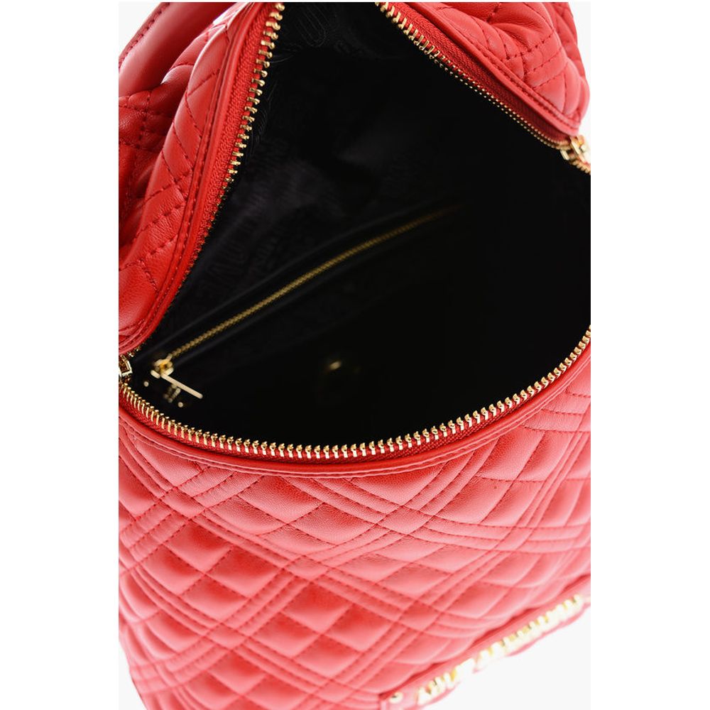 Moschino LOVE Quilted Faux Leather Backpack with Golden Logo - Image 4