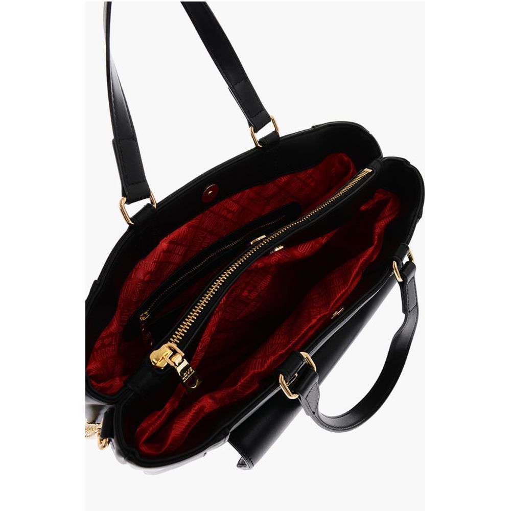 Moschino LOVE faux Leather Maxi Monogram Handle Bag with Removable Ne - Image 4