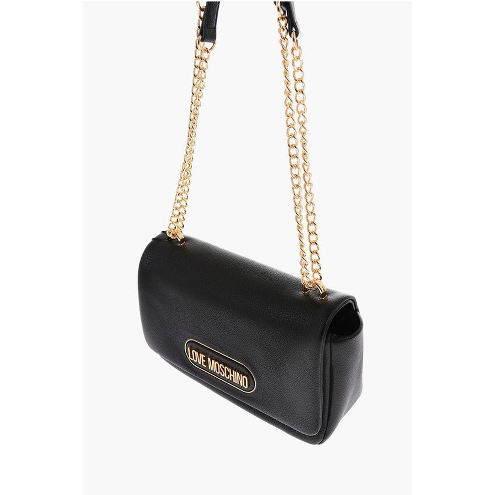Moschino LOVE Textured Faux Leather Shoulder Bag with Golden Logo - Image 3