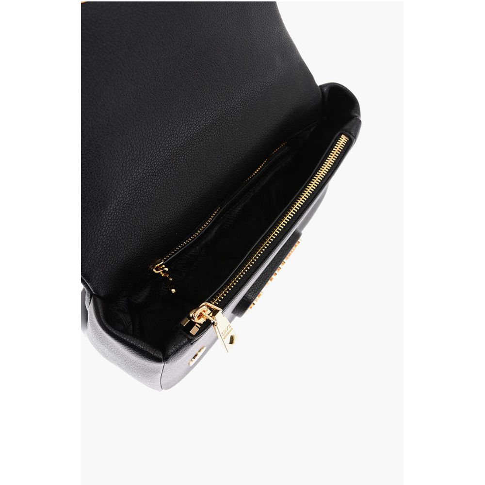 Moschino LOVE Textured Faux Leather Shoulder Bag with Golden Logo - Image 4