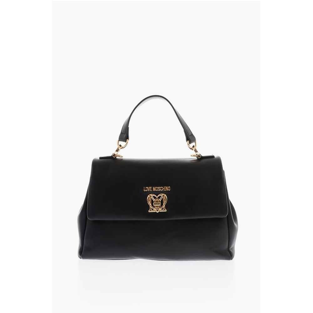 Moschino LOVE Turn Lock Closure Faux Leather Bag with Removable Shoul