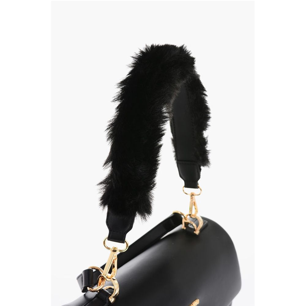 Moschino LOVE Turn Lock Closure Faux Leather Bag with Removable Shoul - Image 4