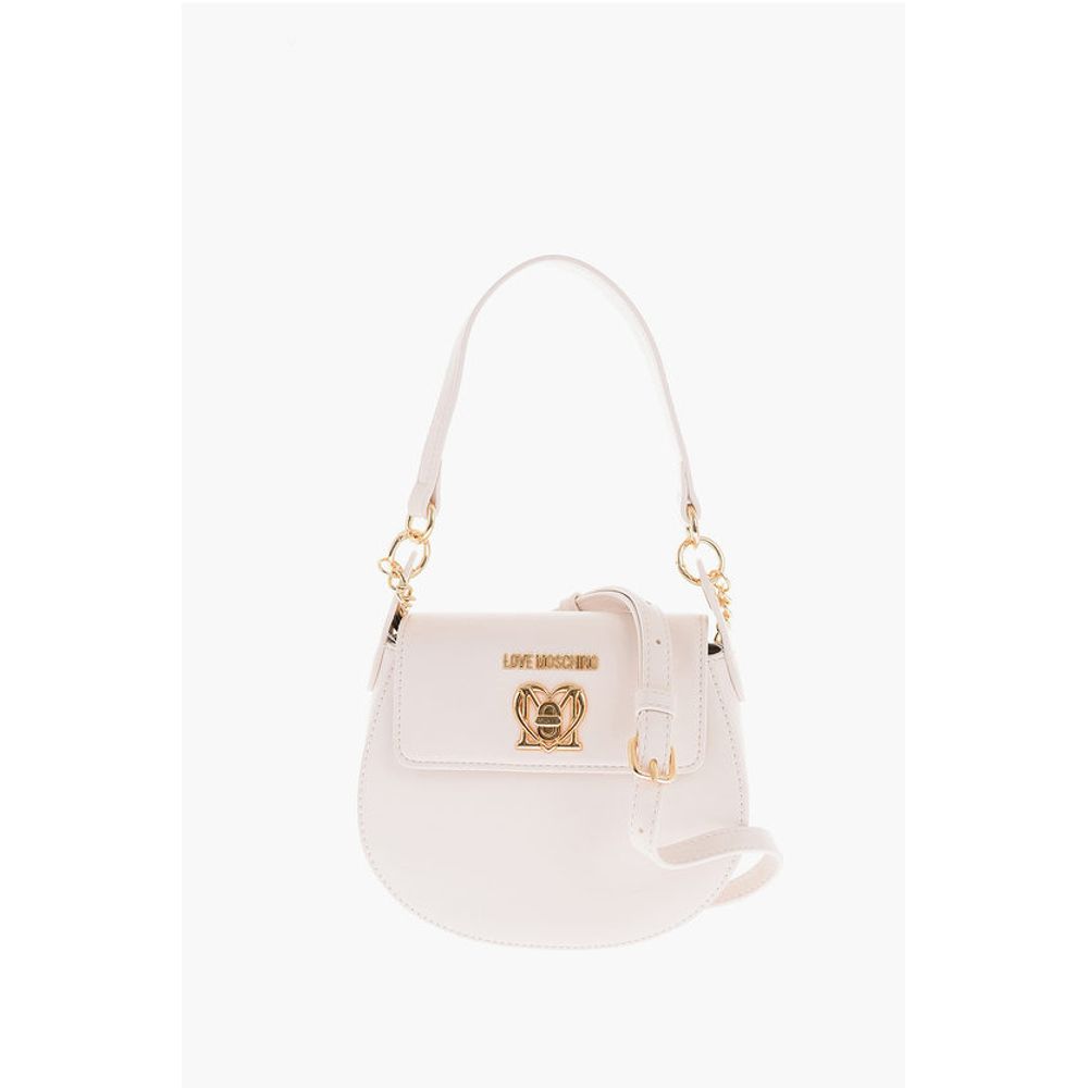 Moschino LOVE Faux Leather Mini Saddle Bag with Golden Closure Turn L