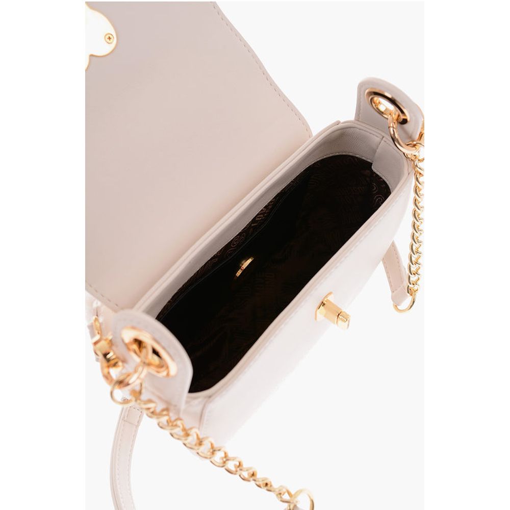 Moschino LOVE Faux Leather Mini Saddle Bag with Golden Closure Turn L - Image 5