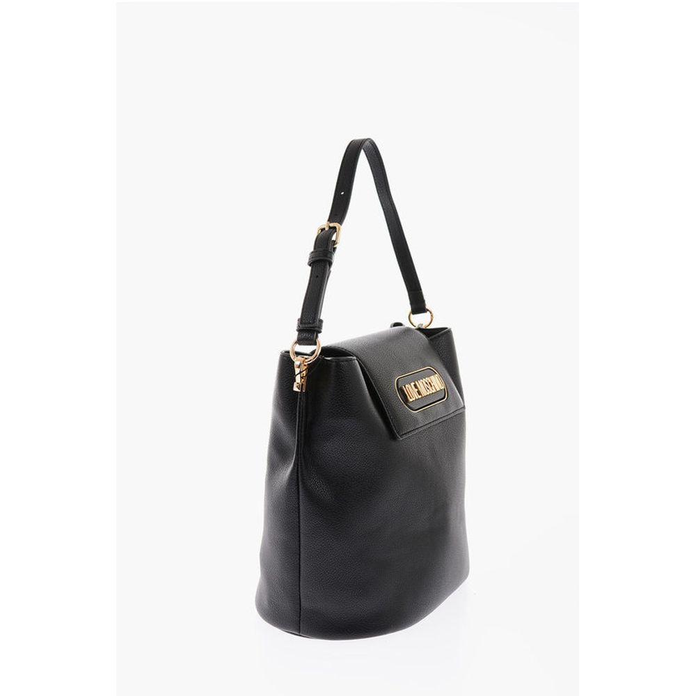 Moschino LOVE Textured Faux Leather Bucket Bag with Embossed Logo - Image 2