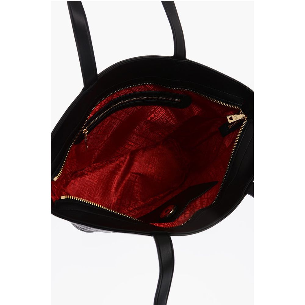 Moschino LOVE Quilted Faux Leather Tote Bag with Embossed Logo - Image 4