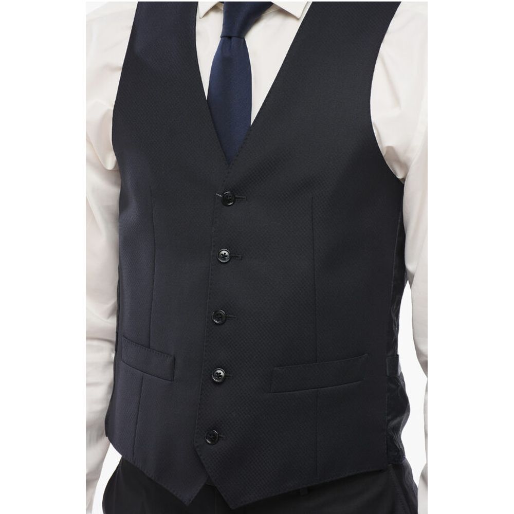 Corneliani Virgin Wool Vest with Geometric Motif - Image 3