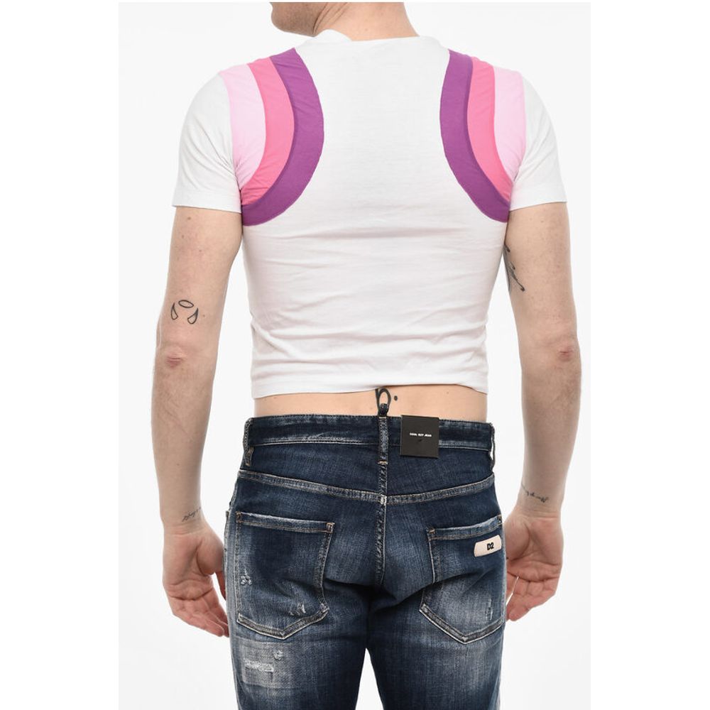 Dsquared² Cropped Crew-neck T-shirt with Contrast Bands - Image 2