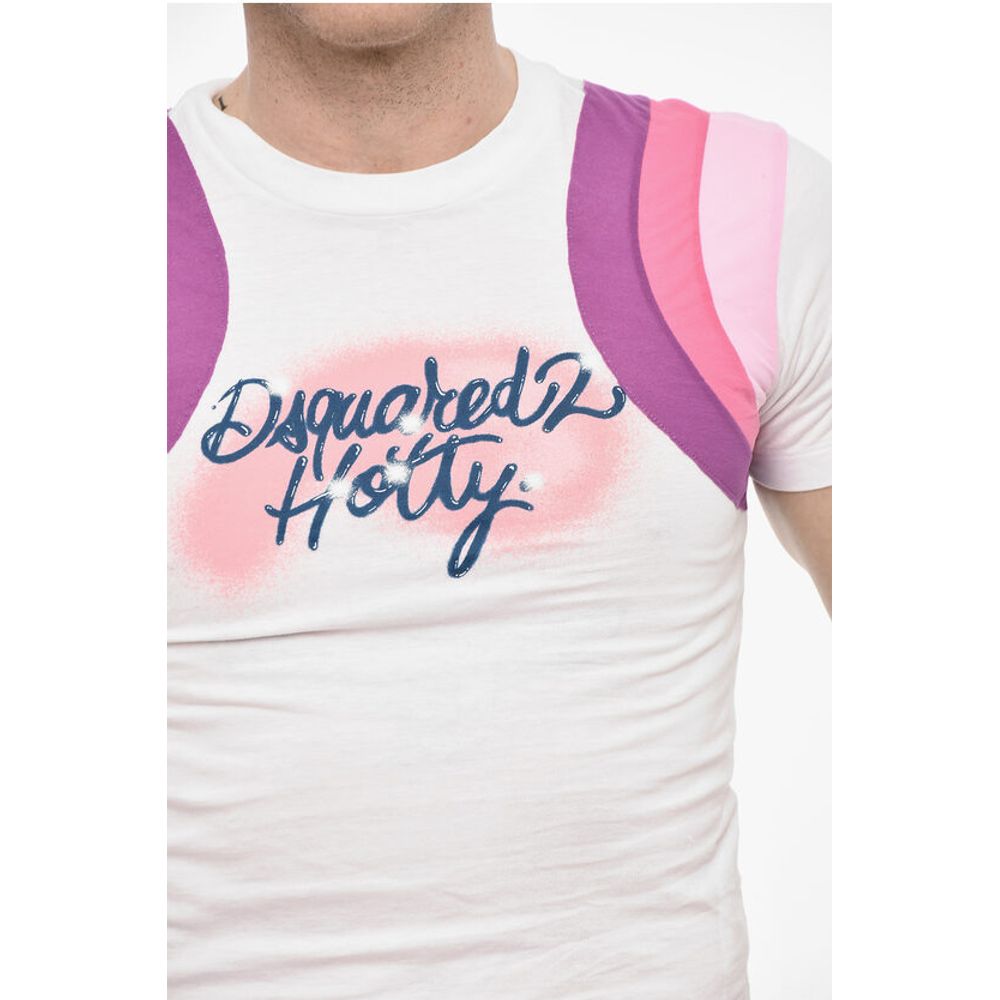 Dsquared² Cropped Crew-neck T-shirt with Contrast Bands - Image 3