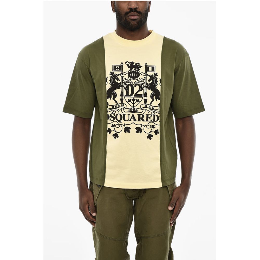 Dsquared² Two-Tone Crew-neck T-shirt with Maxi Print