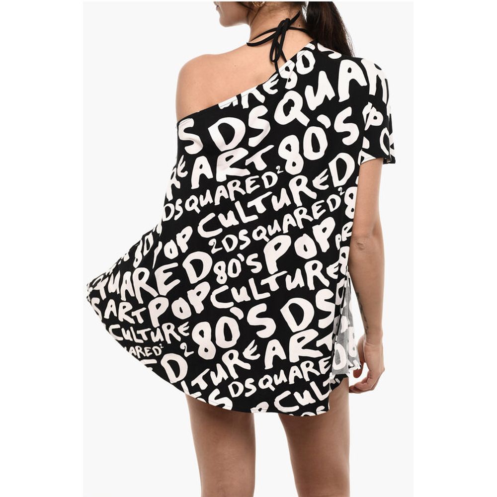 Dsquared² All-Over Logo Two-Tone Mini Beach Cover-up Dress - Image 2