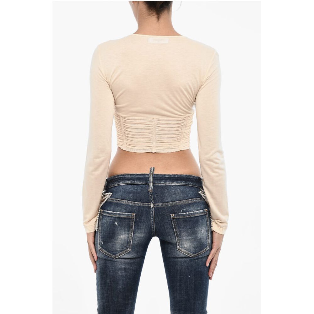 Dsquared² Draped Cropped Top with Embellished Shells - Image 2