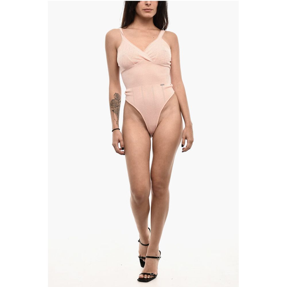 Dsquared² V-Neck Perforated Wool Body With Ribbed Details - Image 4