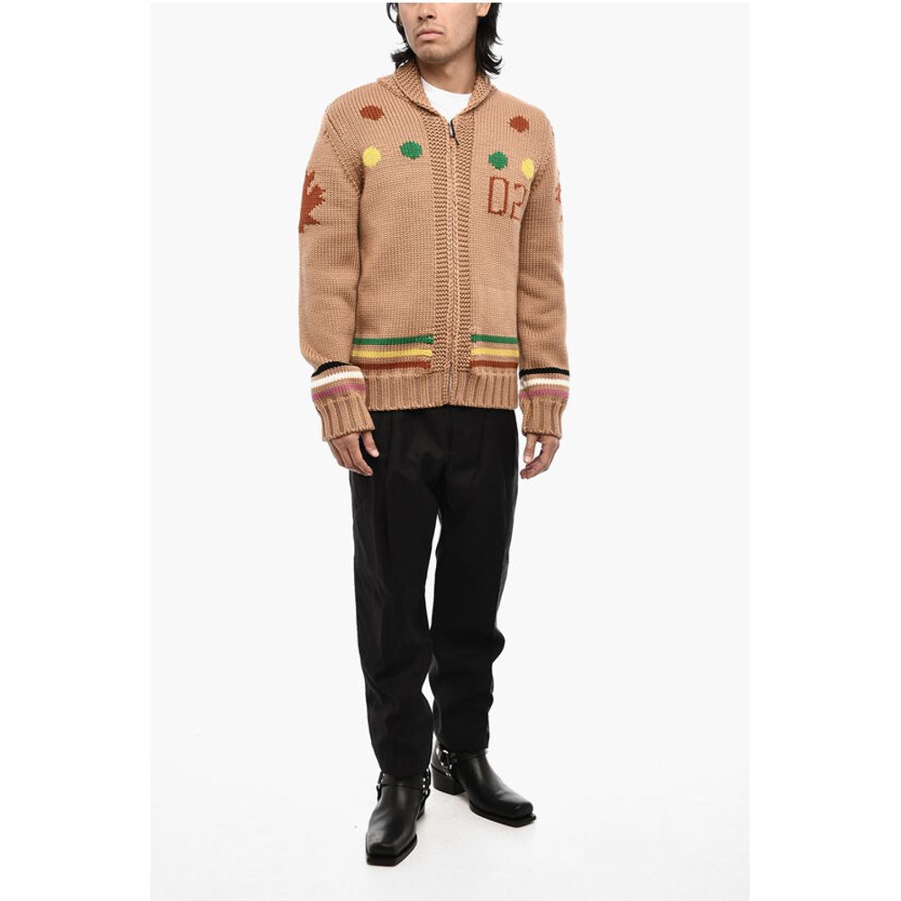 Dsquared² Embroidered Maxi Sweater with Hood and Zip Closure - Image 4