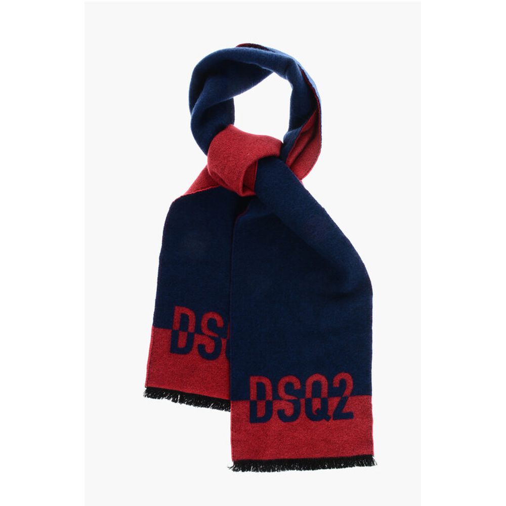 Dsquared² Two-Tone Virgin Wool Scarf with Fringes - Image 3